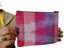 Load image into Gallery viewer, Dhaka pouch, Nepali handicraft, handmade zipper pouch, Nepali Dhaka, fair trade, trinket case, hand woven purse, eco friendly, ethical gifts
