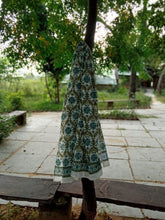 Load image into Gallery viewer, Hand block printed scarf, Indian cotton, Jaipur block print, light scarf, blue green scarf, any season scarf, shawl scarf, eco friendly gift - Shaktiism
