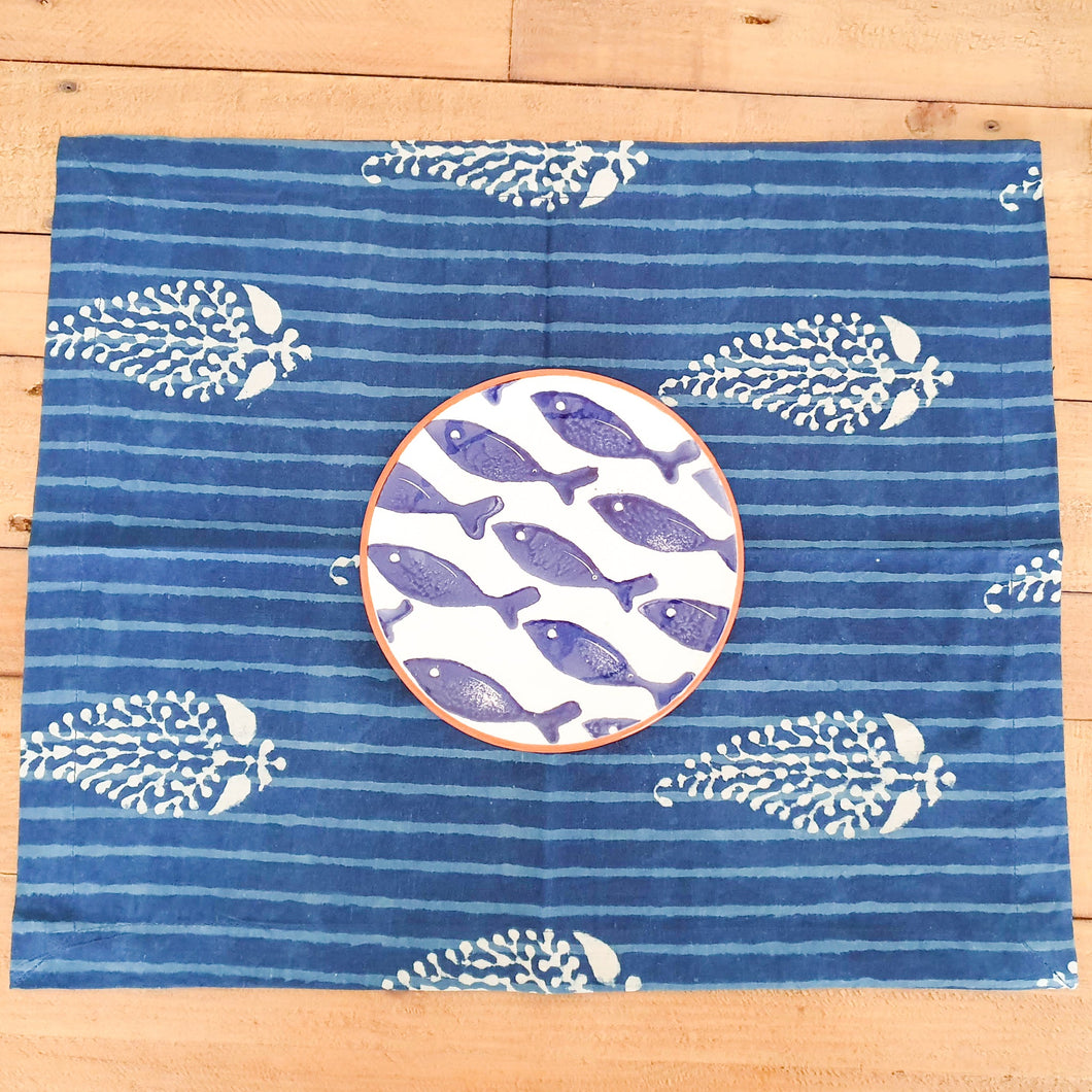 Indigo block - printed placemats set of 2, handmade table mats - Shakti.ism | शक्तिवाद