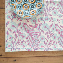 Load image into Gallery viewer, Block-printed canvas placemats, pink (set of 2)
