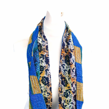 Load image into Gallery viewer, Upcycled sari cotton kantha infinity scarf
