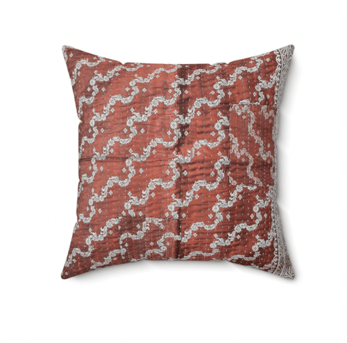 Silk sari cushion cover, mocha - Shakti.ism | शक्तिवाद